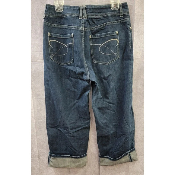 Chico’s Platinum Medium Blue Jeans Cuffed Stretch Capri Women’s Size 32W - Picture 4 of 9